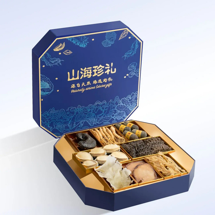 山珍海味高档干货礼盒海参鲍鱼滋补品330g*1盒 330 克