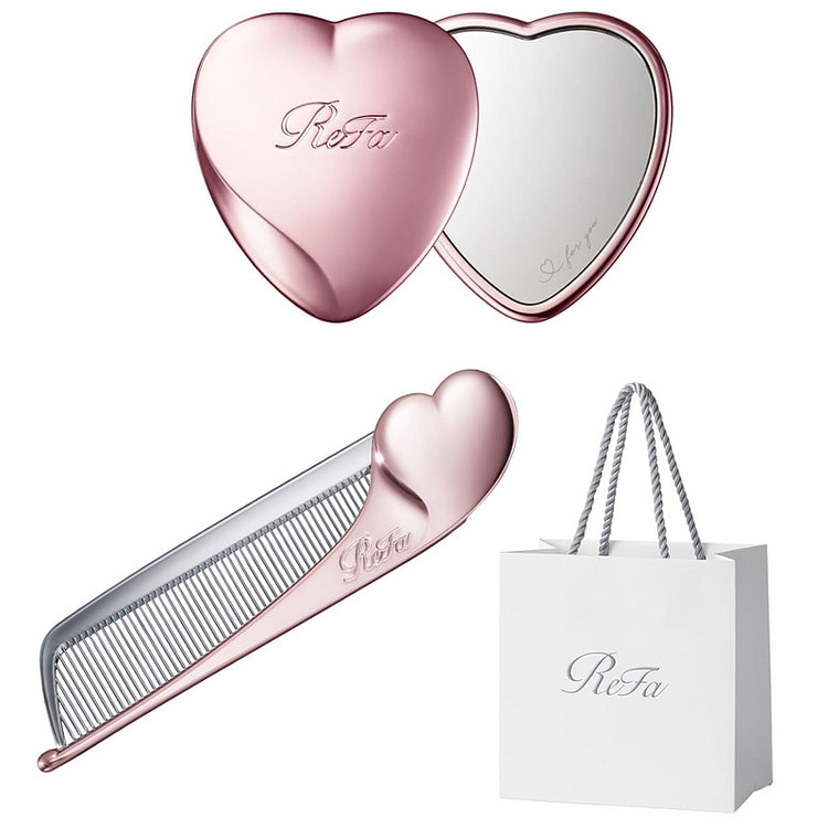 ReFa HEART Mirror & Comb Aira Set Rose Gold 1 count