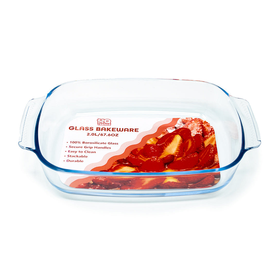 HQ 2.0L High Borosilicate Glass Bakeware Versatile Rectangular Dish for Baking & Roasting Oven-Safe & Heat-Resistant Baking Dishes for Casserole 67.6oz Capacity 1 each