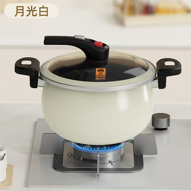 康巴赫珐琅微压锅6.5L炖盅砂锅焖烧锅防溢白色