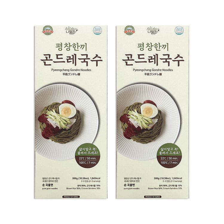 평창팜 한국산 곤드레 국수, 밀가루 없는 국수 (Pack of 2)