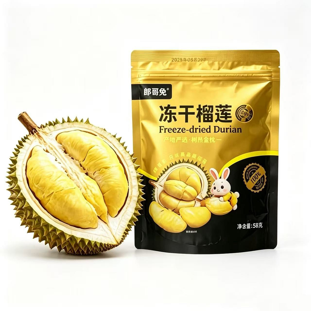Longguo Rabbit Freeze-Dried Durian 58g 1 pack