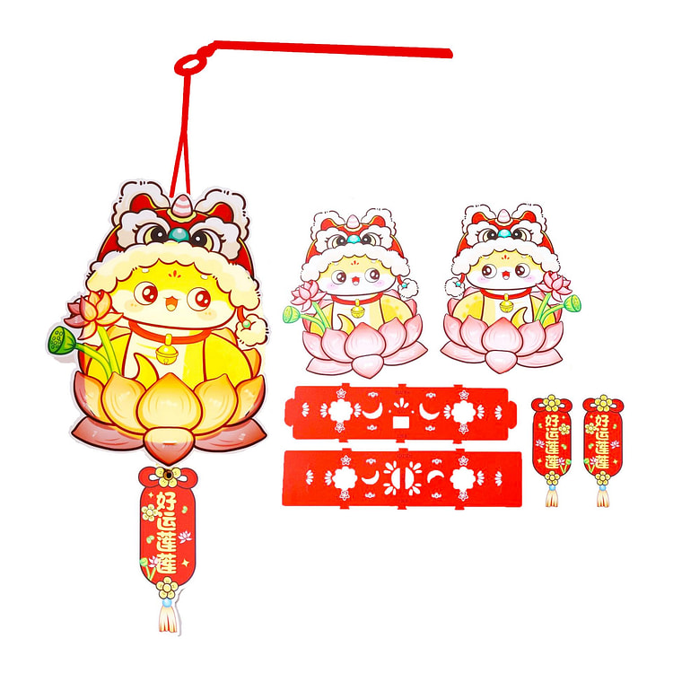 元宵节花灯祈福DIY灯笼手工莲花卡通款式手提