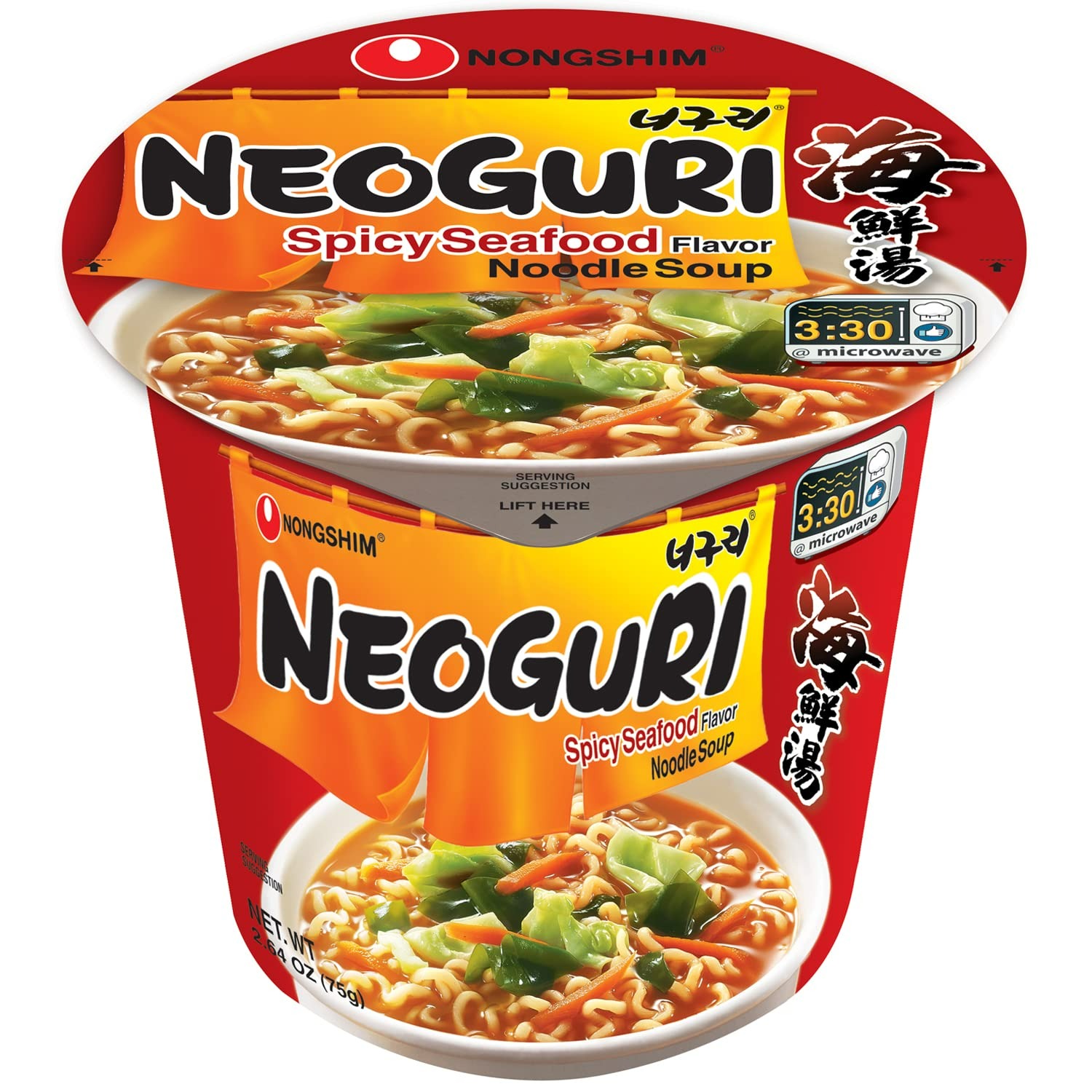 Neoguri Spicy Seafood Ramen Noodle Soup, 6 Pack, Instant Noodle Cup Pack of 6 1 박스