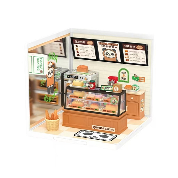 若来 超级世界积木拼装玩具微缩模型熊猫墩墩面包店 1 盒