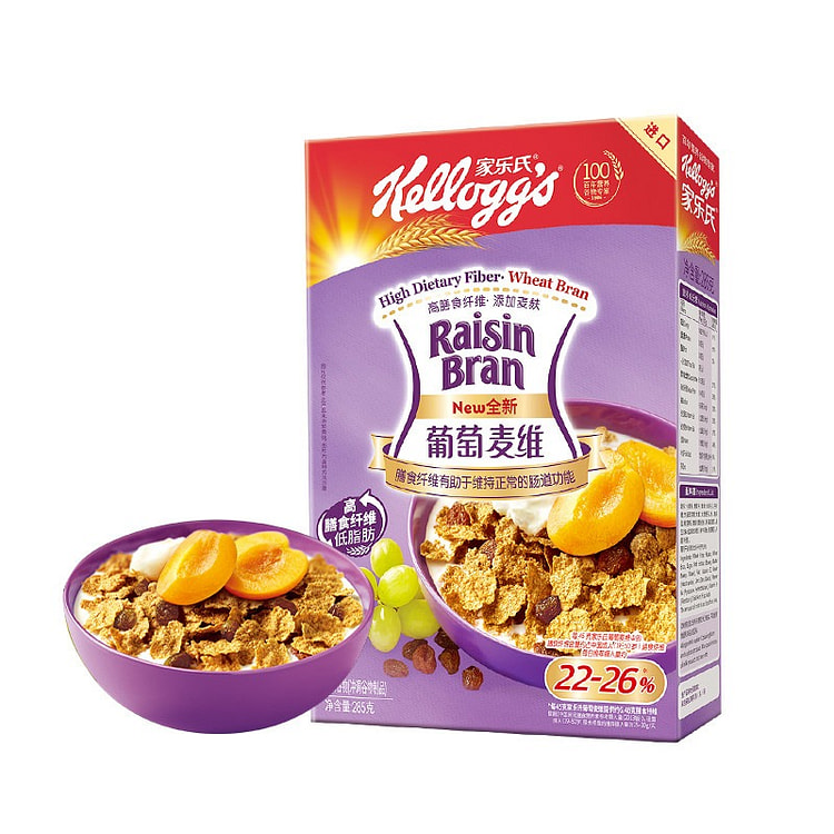 家乐氏膳食纤维燕麦片葡萄提子麦维片麦麸皮早餐即食 285 克