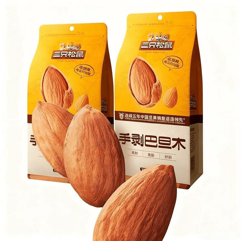 Three Squirrels Hand-Peeled Almonds with Shells, 120 g