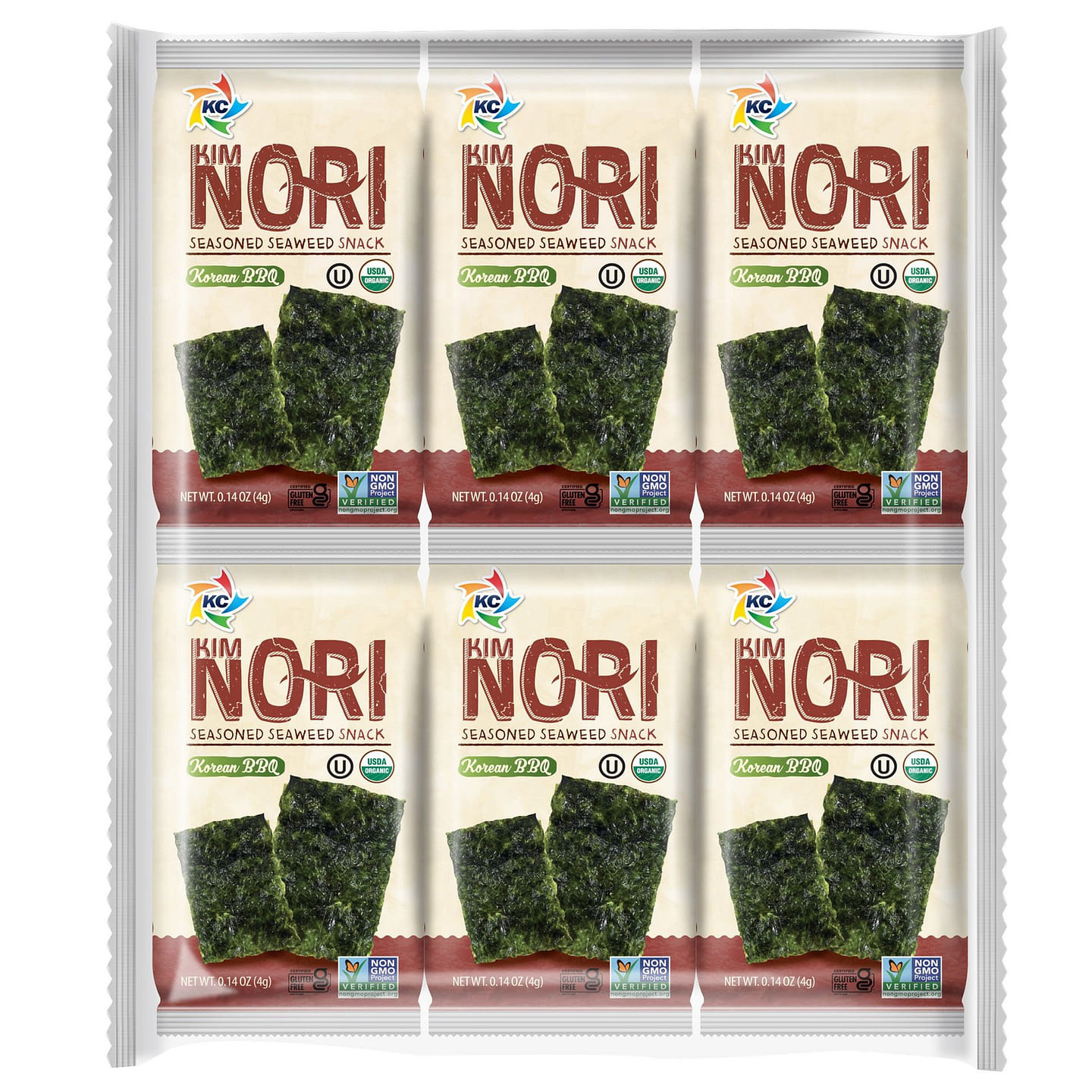 Kimnori Organic KBBQ Seaweed Snack 4g 12 Pack 1.68 oz