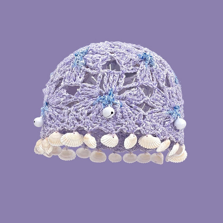 SECCHIC Holiday Hook Flower Baotou Hat Purple F
