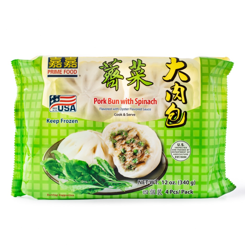 Get Prime Food Pork Bun with Spinach, Oyster Sauce Flavor 4pcs, Frozen Delivered Weee! Asian