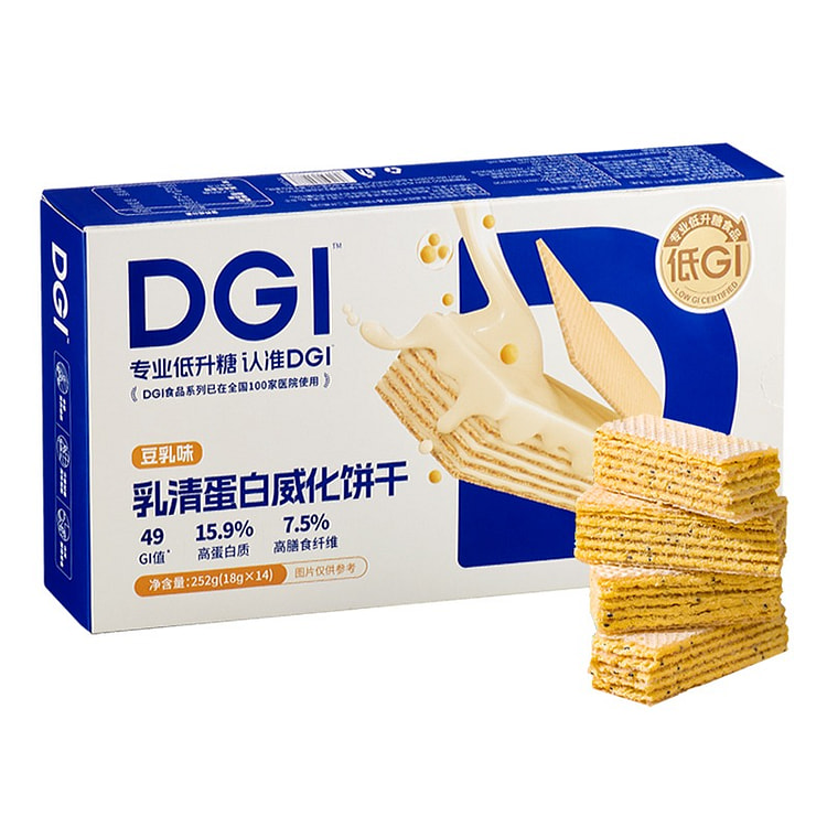 DGI低升糖乳清蛋白棒威化饼干代餐饱腹零食豆乳味 252 克