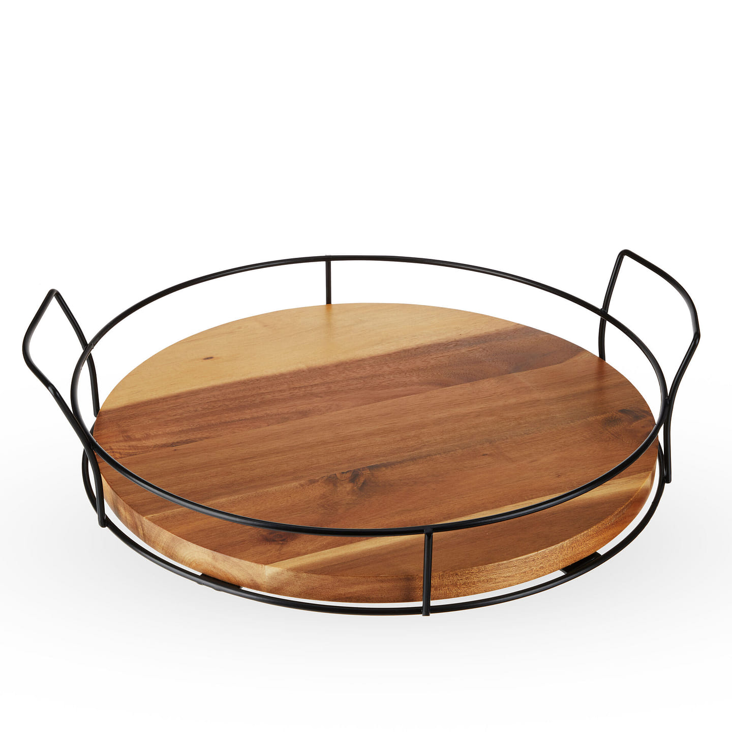 Twine Acacia Wood Cocktail Tray, Outdoor Entertaining, Easy Carrie Handles, Removable Frame, Drink and Appetizer Tray, Set of 1 1 each