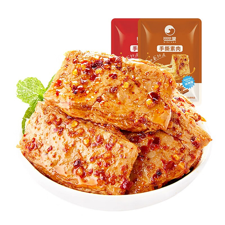 比比赞手撕素肉混合味约70包素牛排小吃560g