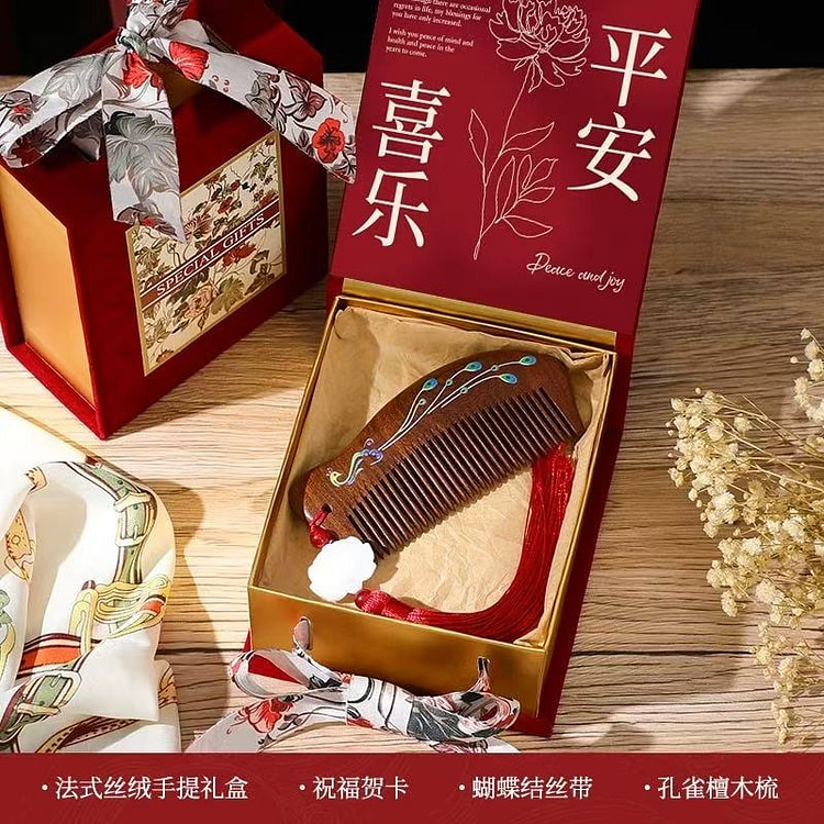 peacock sandalwood comb