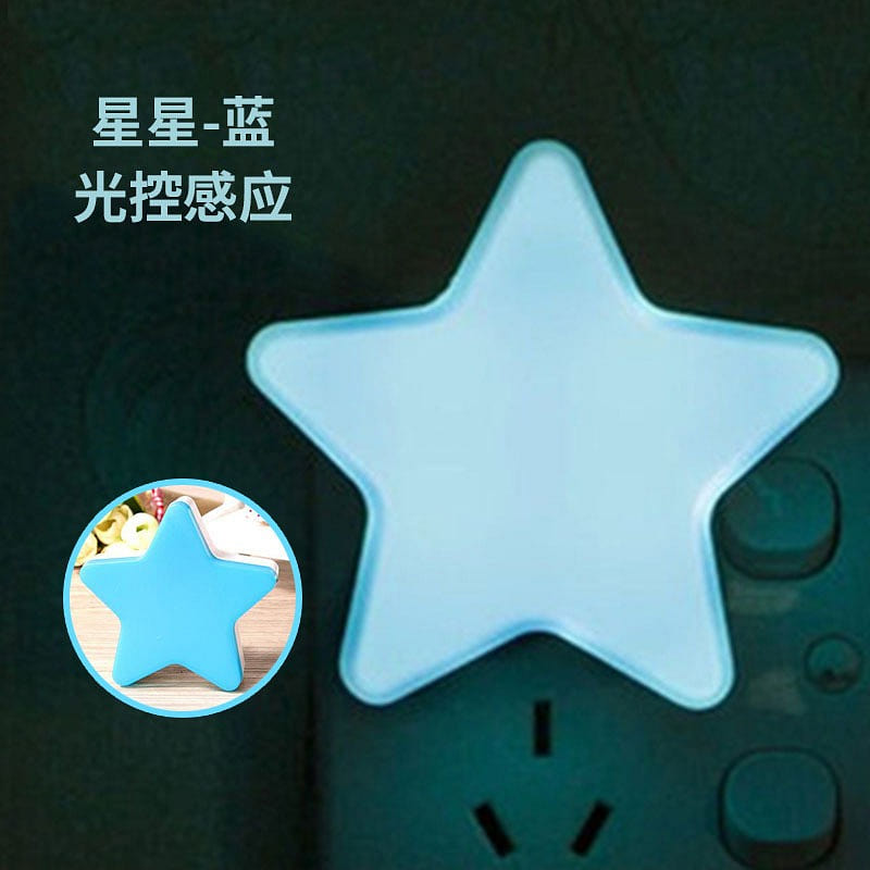110V Plug-In LED Light Control Induction Night Light Star Blue 1 each