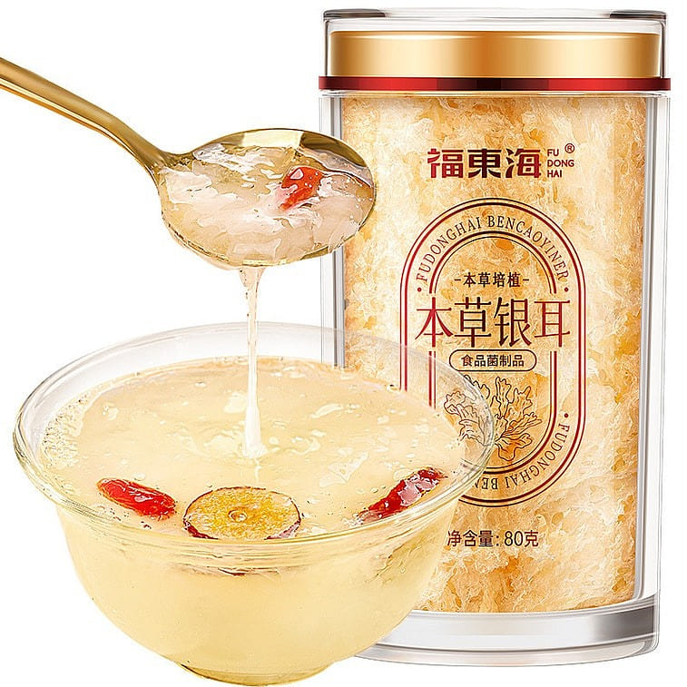 Fudonghai Herbal Silver Fungus No Wash No Foam Quick Brew 80g/bottle 80 グラム