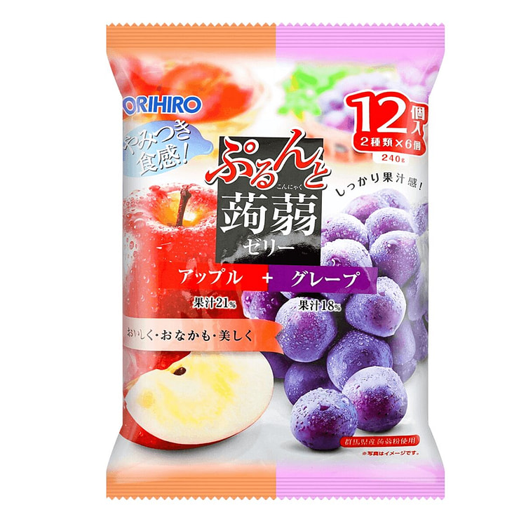 [Clearance]ORIHIRO konjac apple + grapes 12pcs 1 each
