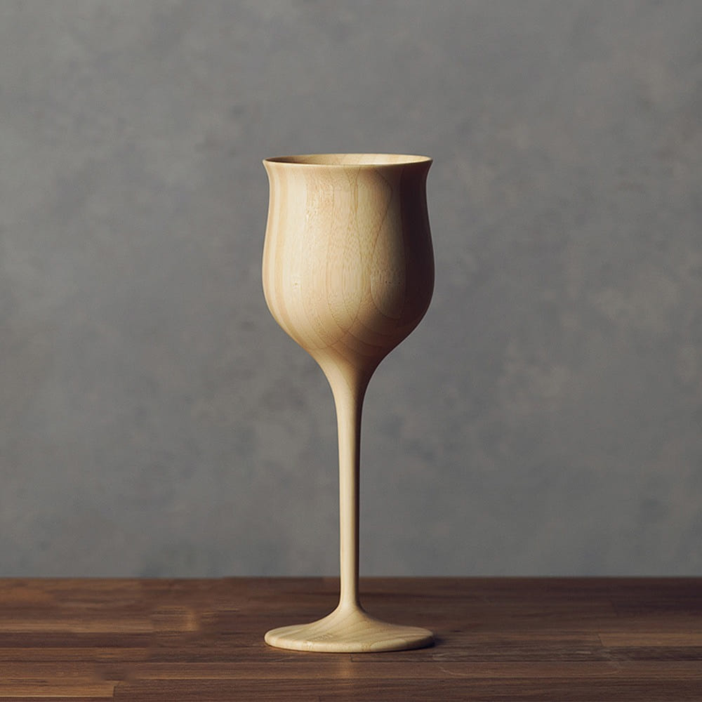 RIVERET Vessel Wine Glass ,dishwasher-safe bamboo cup made in Japan 1 each