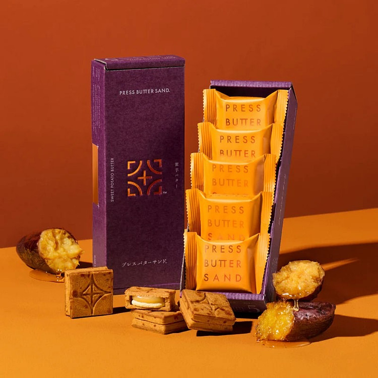 Japan  PRESS BUTTER SAND Sweet Potato  cookie 5pcs 1 box