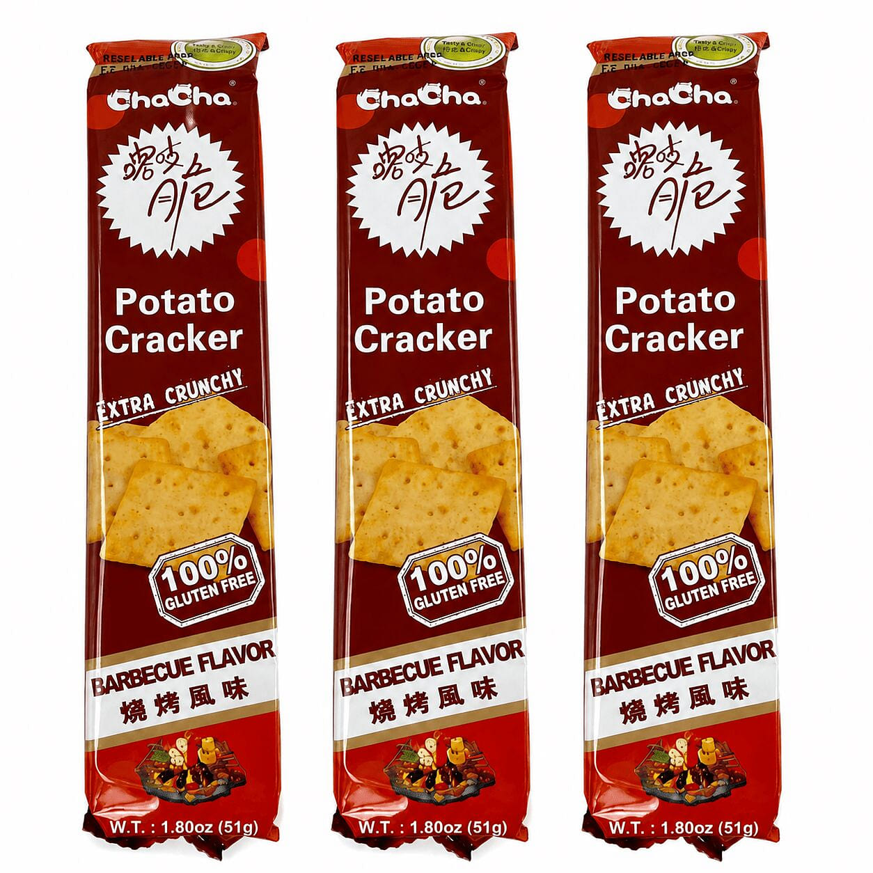 Cha Cha Potato Cracker Barbecue Flavor 3 pack 51 g