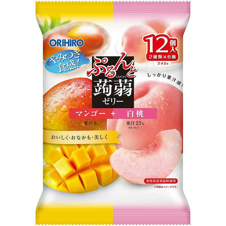 ORIHIRO Konjac Jelly (Mango & White Peach) 12pcs