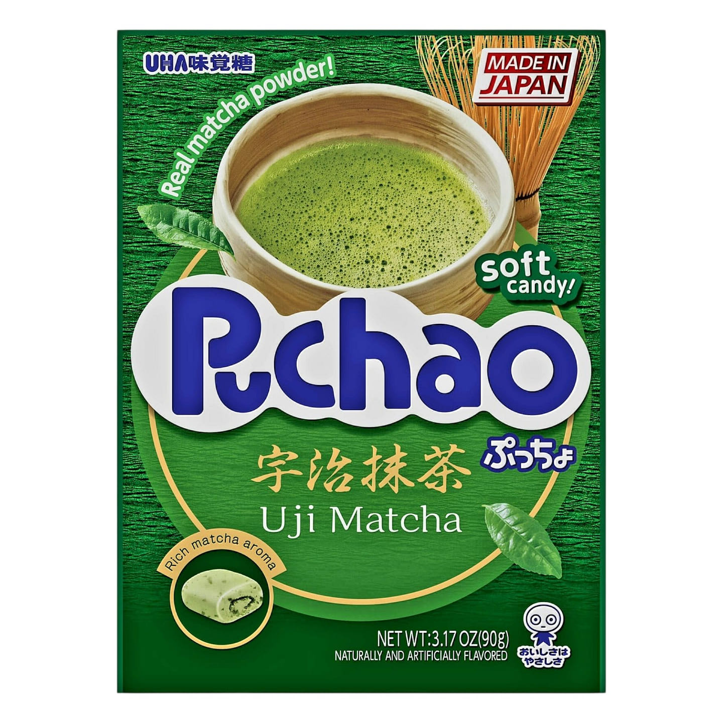 UHA Mikakuto Puchao Matcha Flavor Soft Gummy Candy 90 g