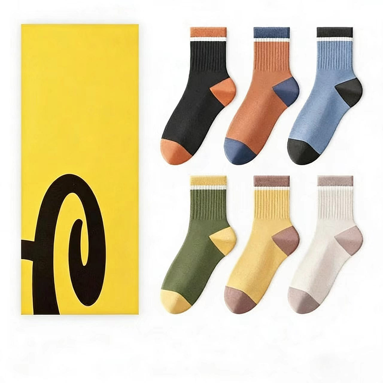 Hengyuanxiang 6 pairs of pure cotton ladies socks 1 box
