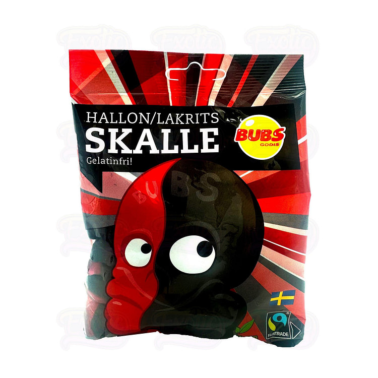 Bubs Raspberry Licorice Swedish Candy Skulls 90 g 1 each