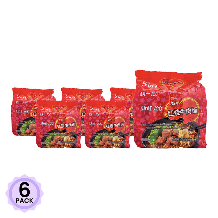 统一 红烧牛肉面 5连包 540 克*6 包