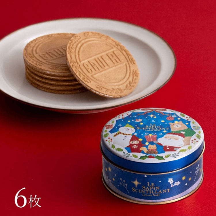 神户风月堂圣诞限定华夫饼 6片装 蓝罐 1 盒
