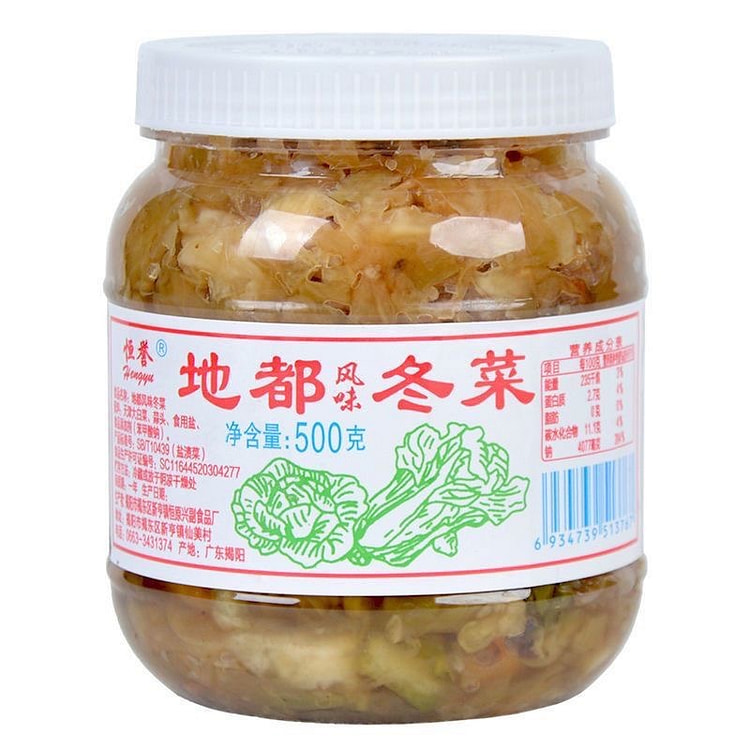 潮汕特产恒誉地都冬菜海鲜粥砂锅粥调味品配料冬菜小菜 500 克