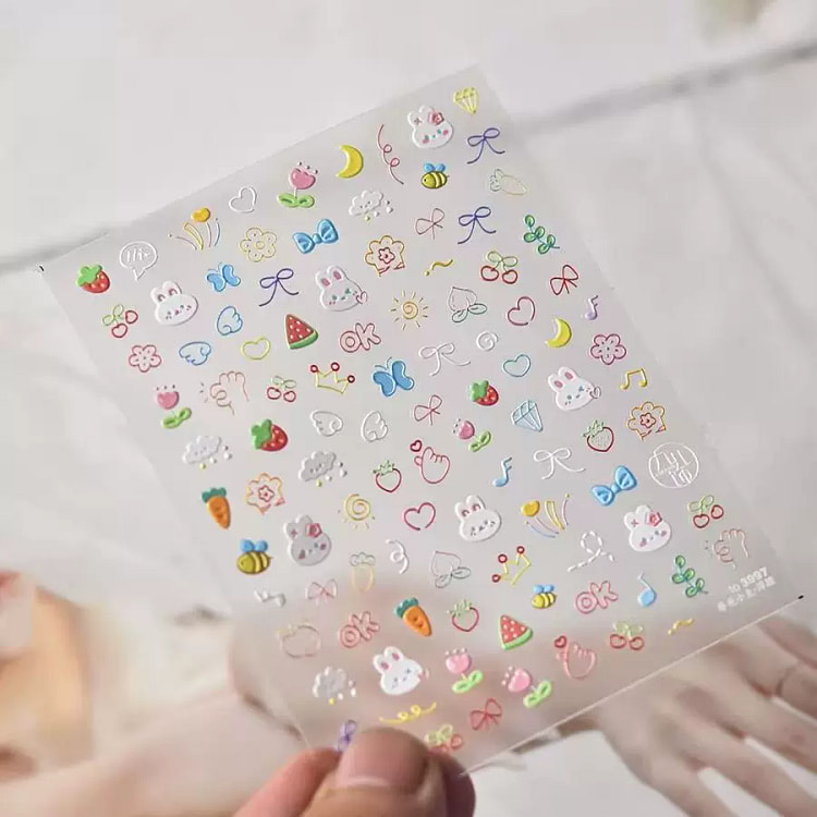 童趣涂鸦浮雕美甲贴纸*2张 20 克