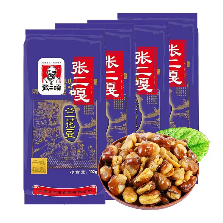 Zhang Erga Orchid Beans, 102g * 4 bags, fried fava beans in bags