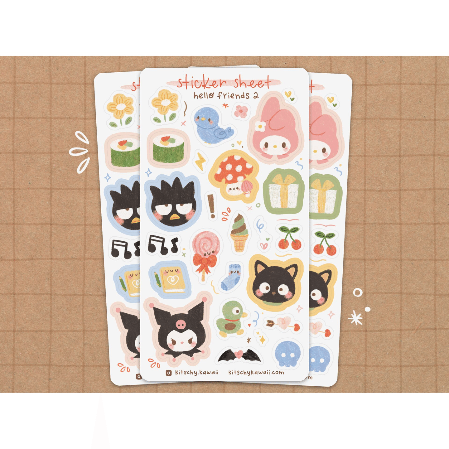 Hello Friends 2 Vinyl Sticker Sheet 1 each