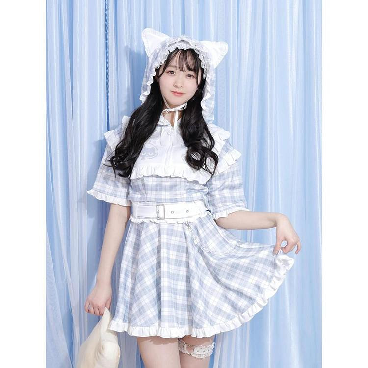 NOEMIE Plaid Hoodie Blue M