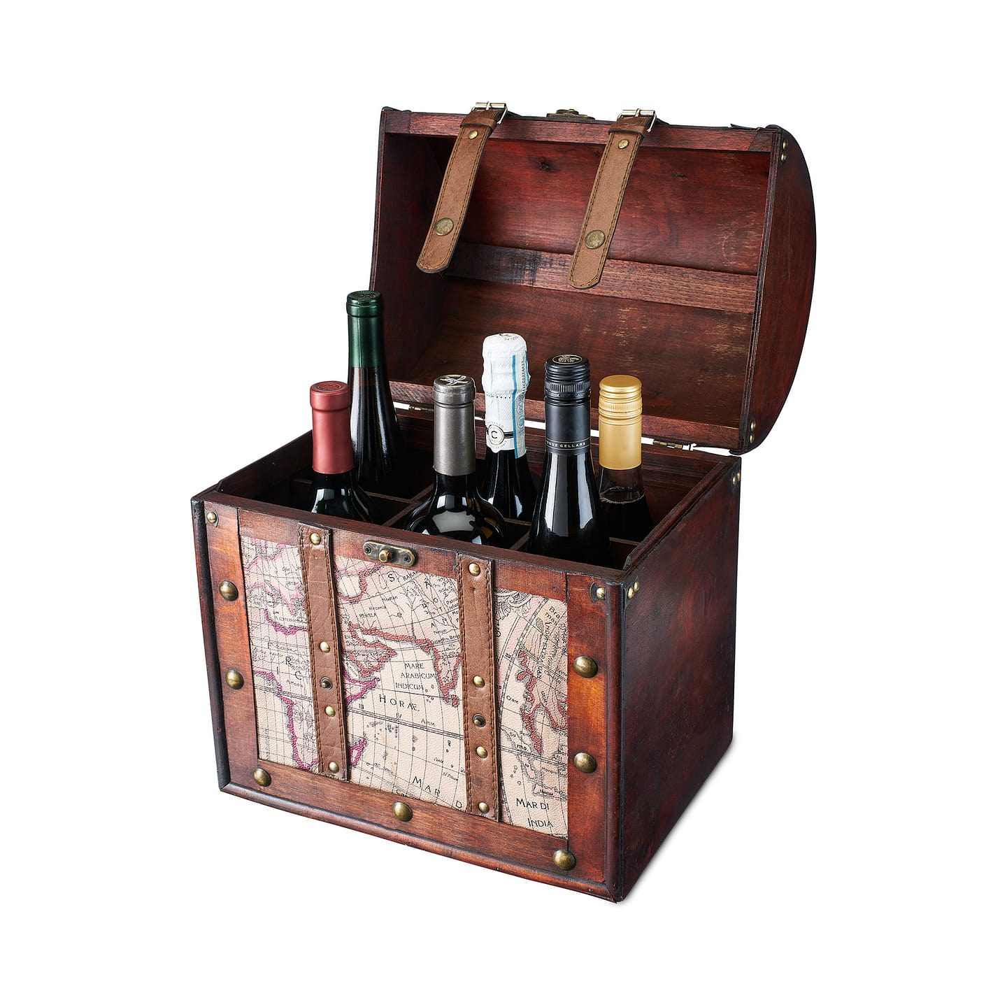 6 Bottle Old World Wooden Wine Box by Twine® 1 each