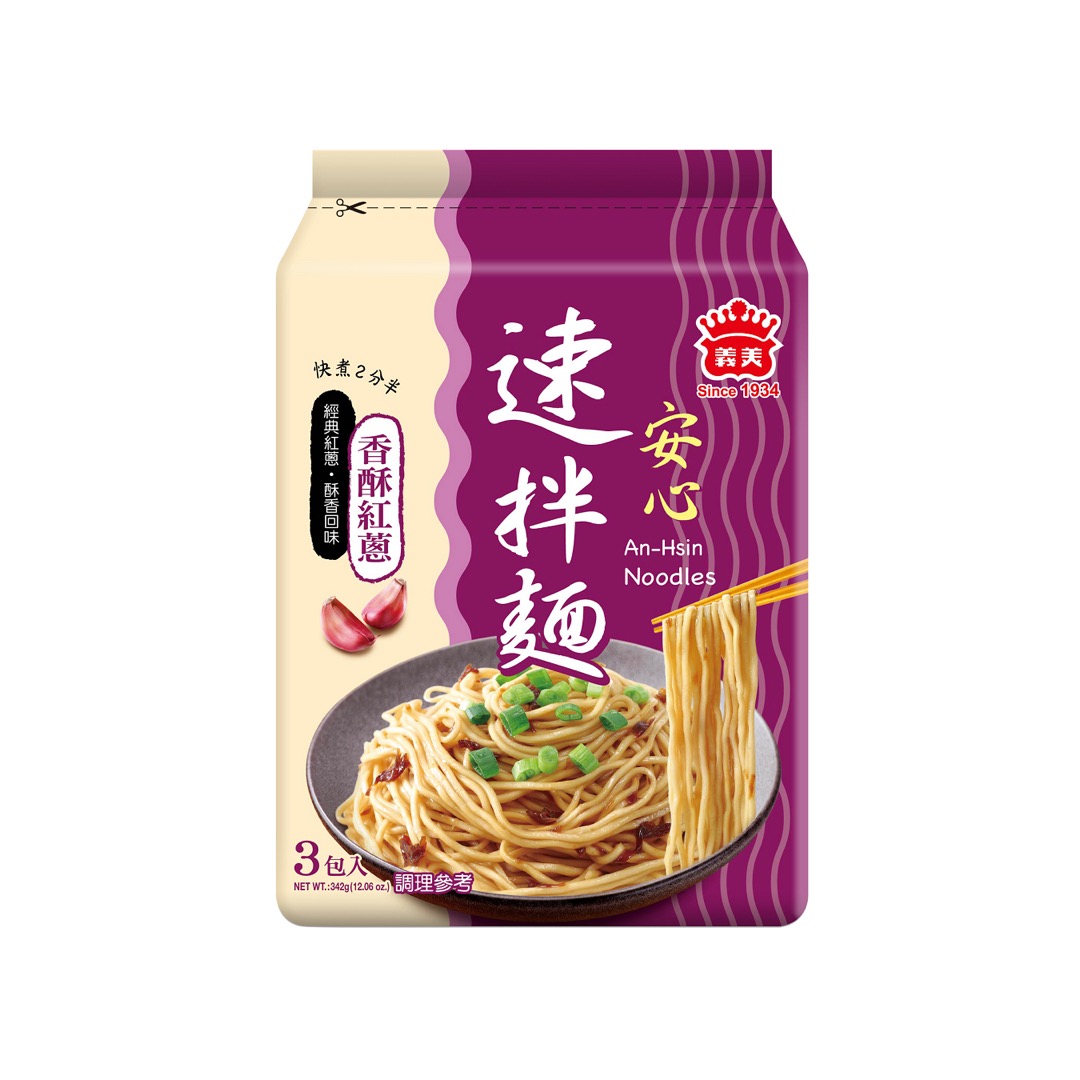 【義美】安心速拌麪香酥紅蔥 3入 342 克