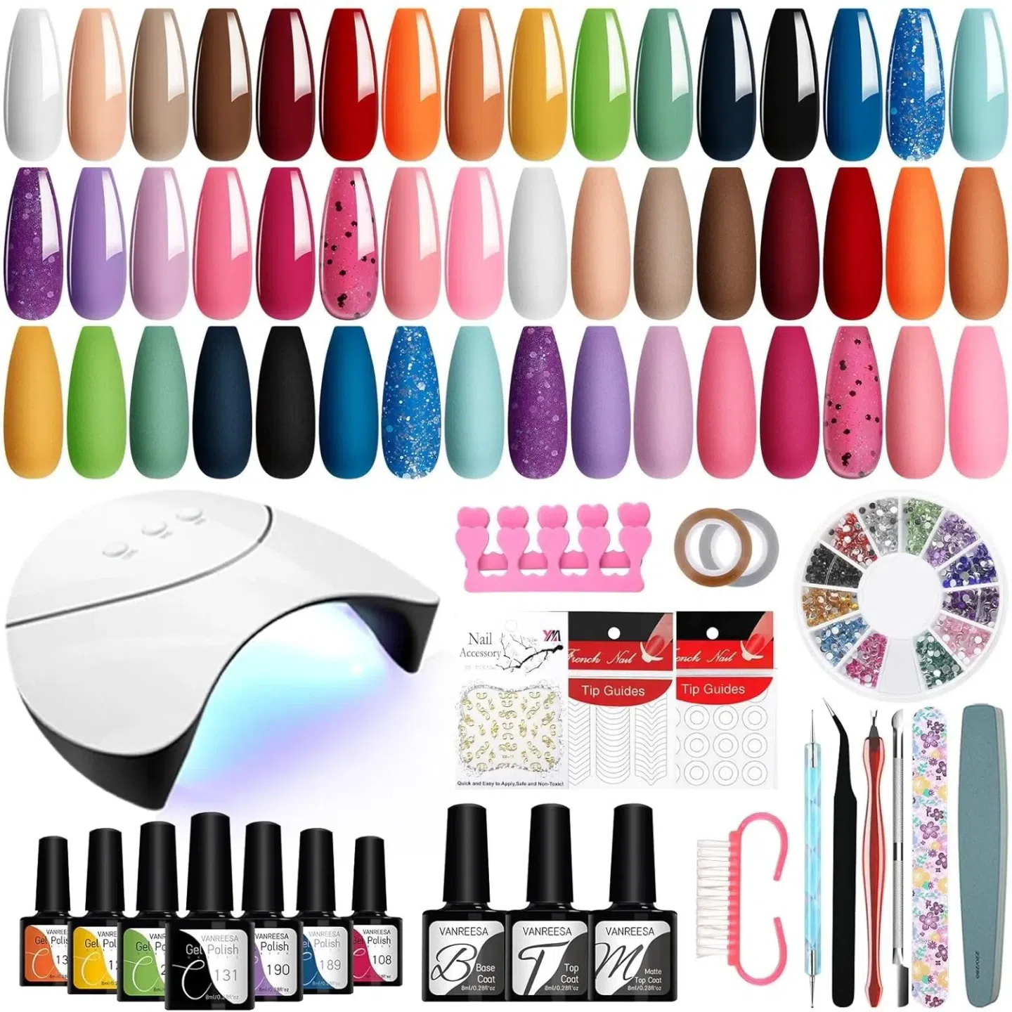 Gel Nail Polish Kit With UV Lamp Light Poly Extens 1 box