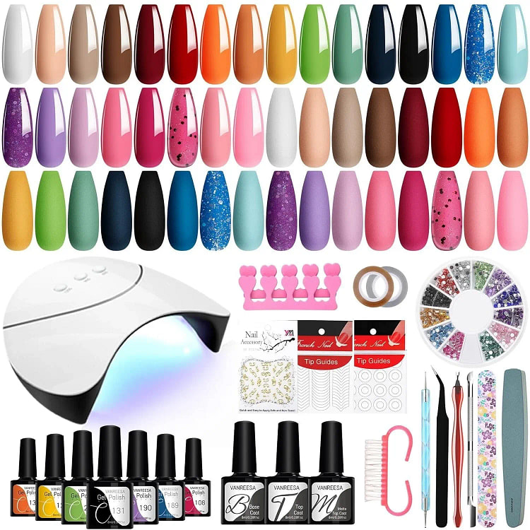 Gel Nail Polish Kit With UV Lamp Light Poly Extens 1 box