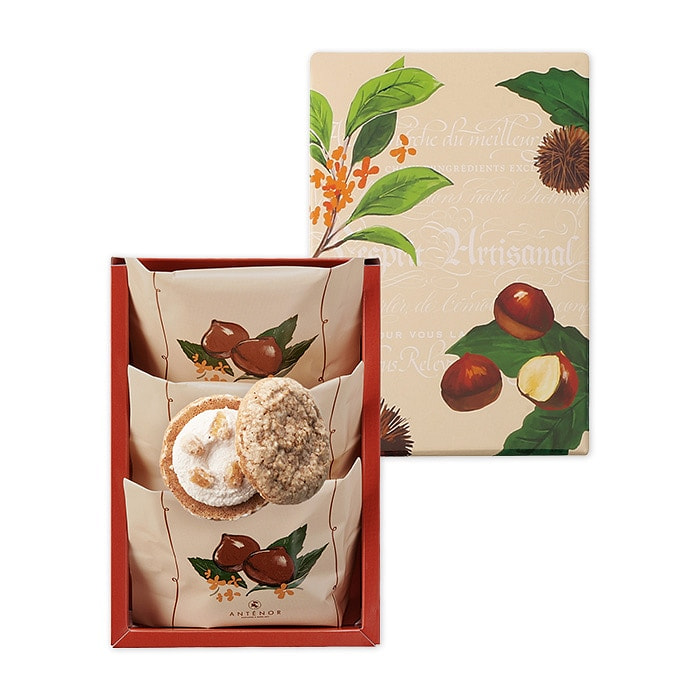 Antenor 秋季限定 栗子奶油三明治饼干 3个 1 份