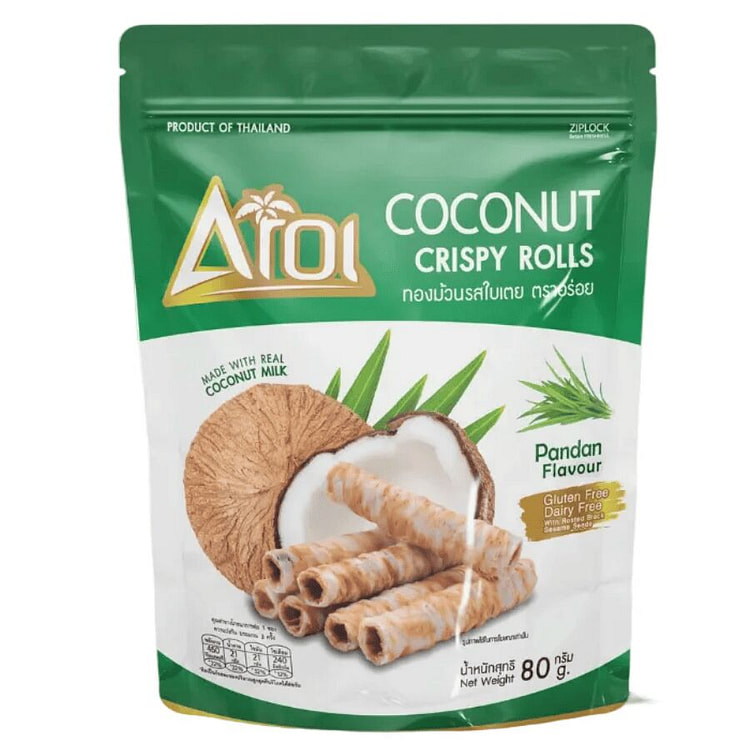 Aroi Asian Roll Coconut Crispy Rolls Pandan Flavor 1 each