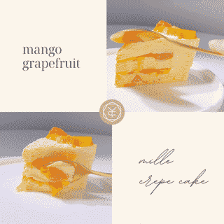 【Dessert】(Slice) Mango Grapefruit Mille Crepe Cake 1 개