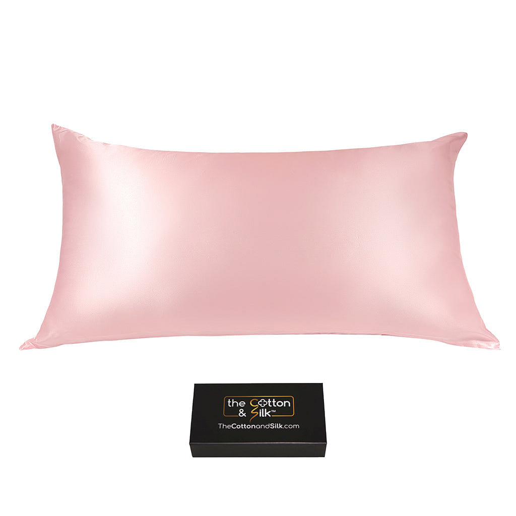King-size 22 Momme Mulberry Silk Pillowcase, Zipper Closure, Pink, King (20“ x 36“) 0.5 lb
