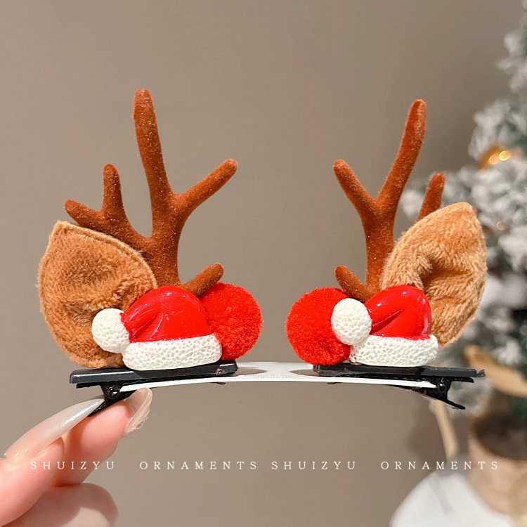 网红圣诞节驯鹿装饰发夹可爱1好看30g*1对 30 克