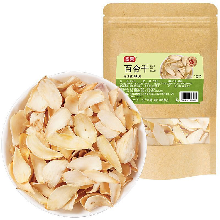 富昌百合干肉瓣肥厚无硫熏蒸煮粥煲汤80g*1袋 80 克