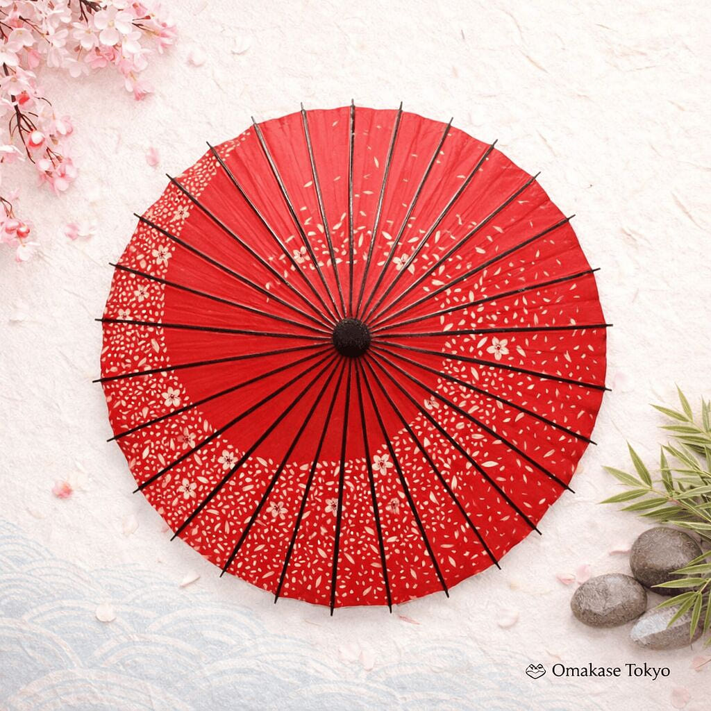 Japanese Paper Umbrella Red and Cherry Blossom 680 g