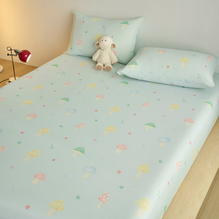 Glace Dreams Fitted Sheet Set Mint Mushroom-King 2000 g
