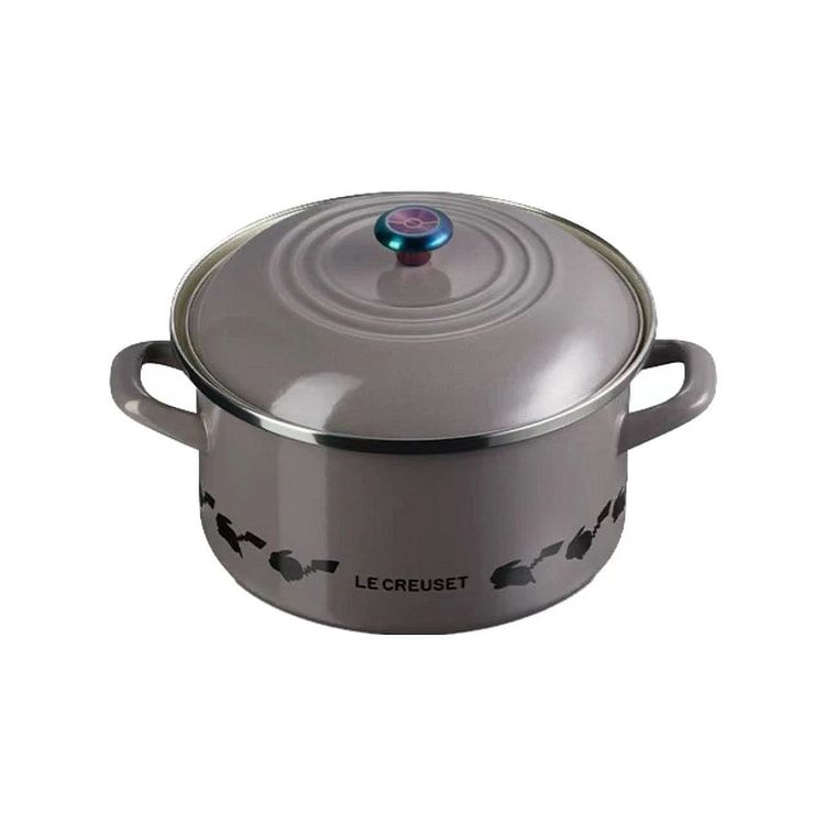 【中国直邮】 LE CREUSET 法国酷彩宝可梦系列餐具 汤锅 焖煮炖多用锅 养生锅  - 珐琅钢双耳汤锅20厘米水墨灰1个