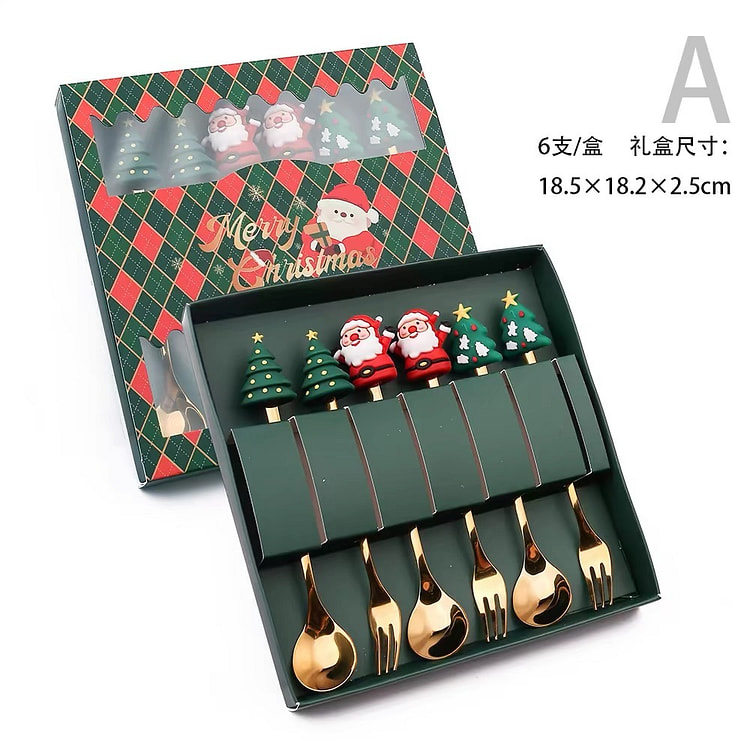 圣诞节 餐具套装 《绿盒公仔6件套A款》小礼品餐具套装 伴手礼