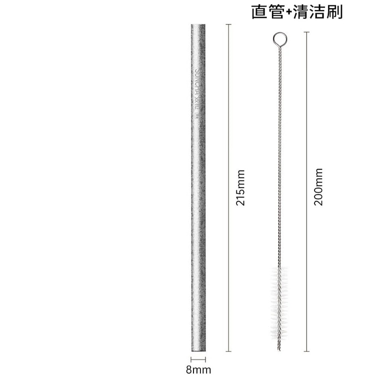 Pure Titanium Straw Set With Cleaning Brush, 1 Set 1 count